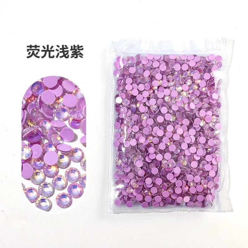 All Size Glass Noctilucent Fluorescence Crystal Neon Non Hot Fix Rhinestones FlatBack Strass Fabric Garment Nail Art Decorations