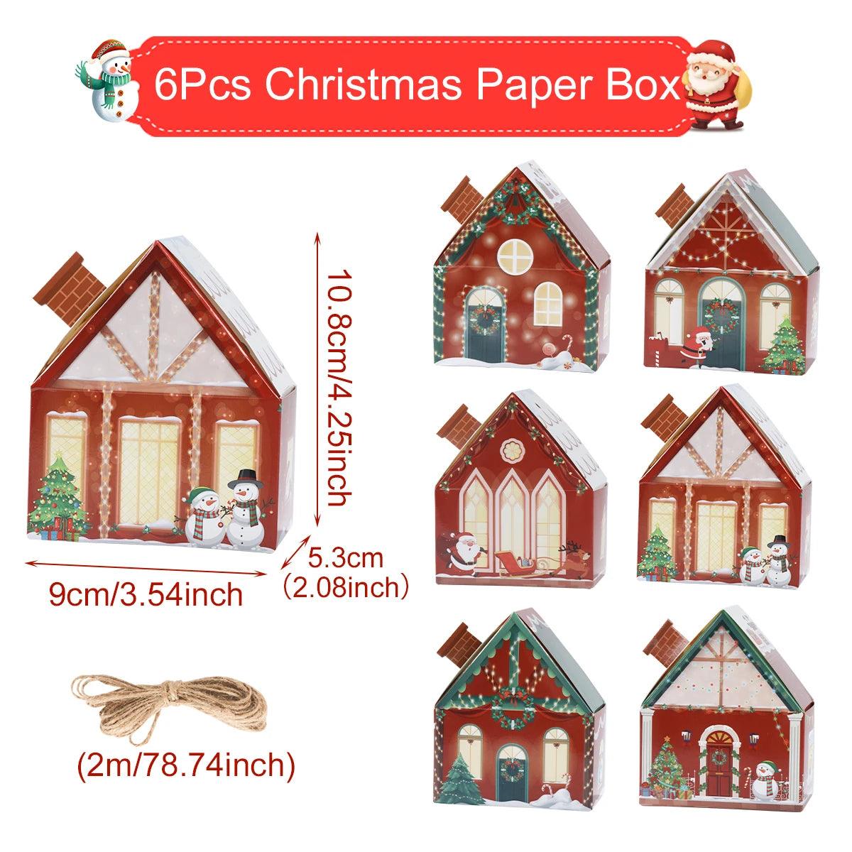 Christmas Gingerbread House Candy Box Merry Christmas Decoration For Home 2024 New Year Gift Cookie Packaging Box Xmas Ornament