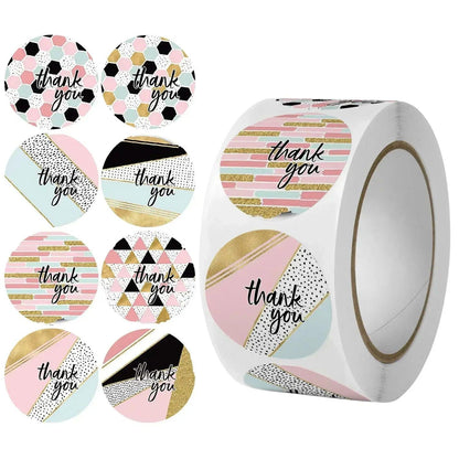 500pcs Round Labels Thank You Sticker Candy Bag Flower Cake Boxes Gift Packaging Wedding Grateful Decorative Seal Stickers