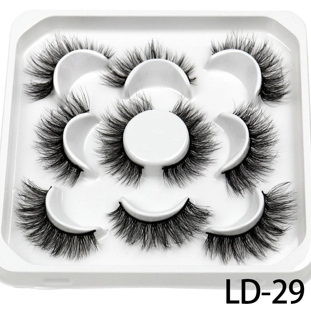 5 Pairs 25mm 3D Mink Eyelashes Bulk Russian roll Fluffy Natural False Eyelash Dramatic Mink lashes Makeup tools Wholesale lashse