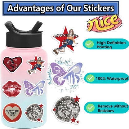 50pcs Cool Downtown Y2K Girls Stickers Aesthetic Motorcycle Fridge Phone Car Skateboard Laptop Sticker Decal Classic Kids Toy