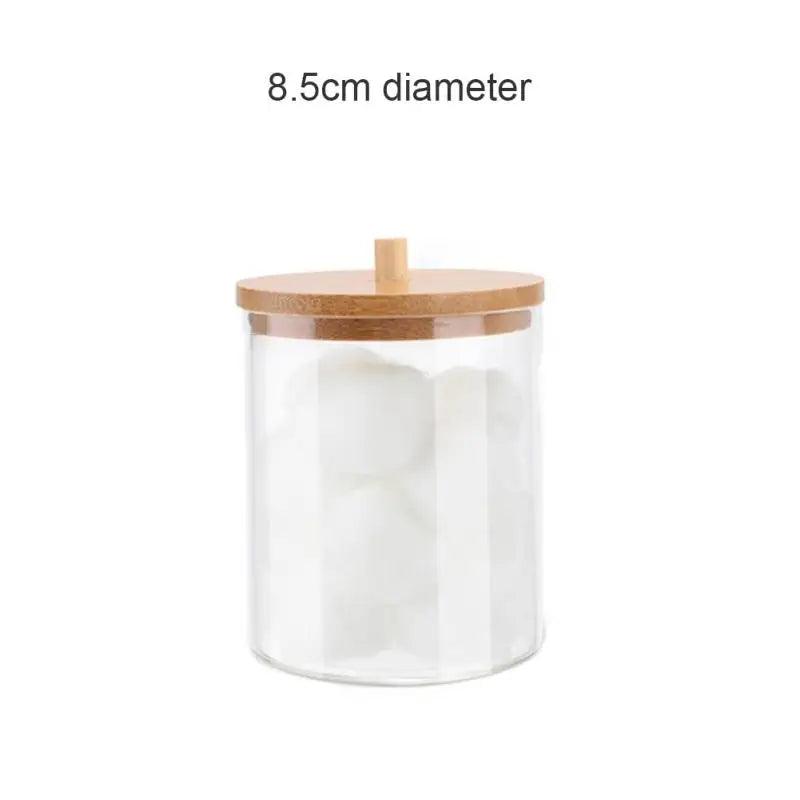 Makeup Cotton Pad Organizer Storage With Wood Lid Box For Cotton Swabs Rod Cosmetics Jewelry Bathroom Container Jar