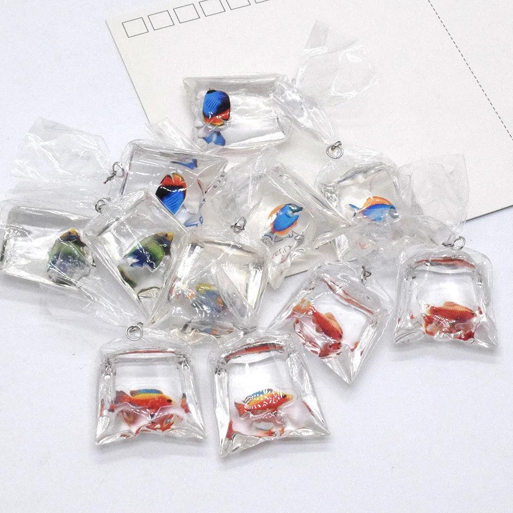 10pcs Kawaii Colorful Tropical Fish Resin Charms Water Bag Fish Earring Keychain Pendant Accessory Diy Crafts Jewelry Make