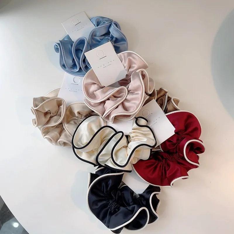 Korean StyleSatin Silk Double Cloth Satain Large Scrunchies Hair Accessories for Women High-end Elastic Bands for Girls