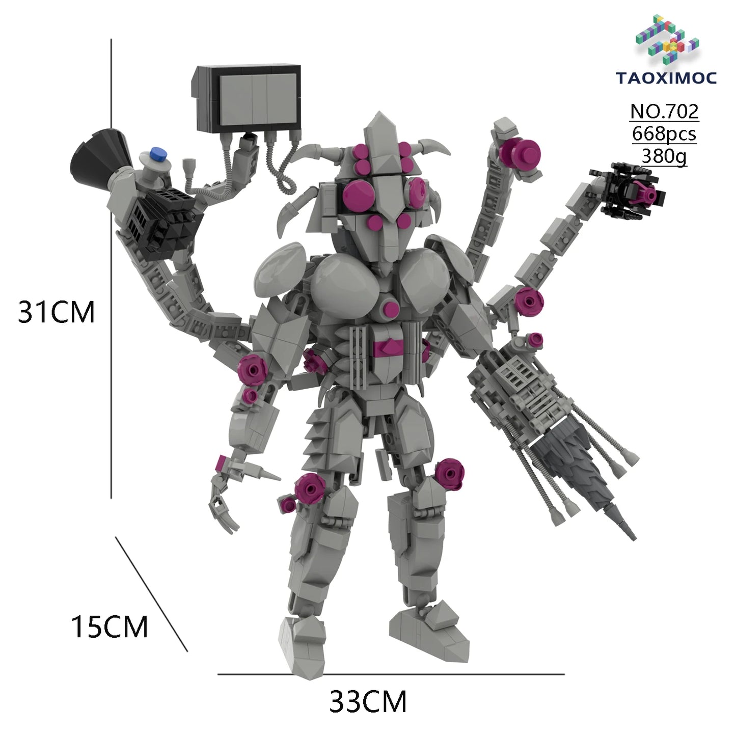 New Skibidi Toileted Titan Clock King 2.0 Building Blocks TVman Speakerman Model Toys for Kid Boys Ideas Gifts Xmas Halloween