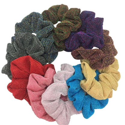 10pc Girls Sparkly Sequins Scrunchies for Hair Eleastic Scrunchy Ties Ropes Ponytail Holders Rubber Bands Shinny Bling for Women