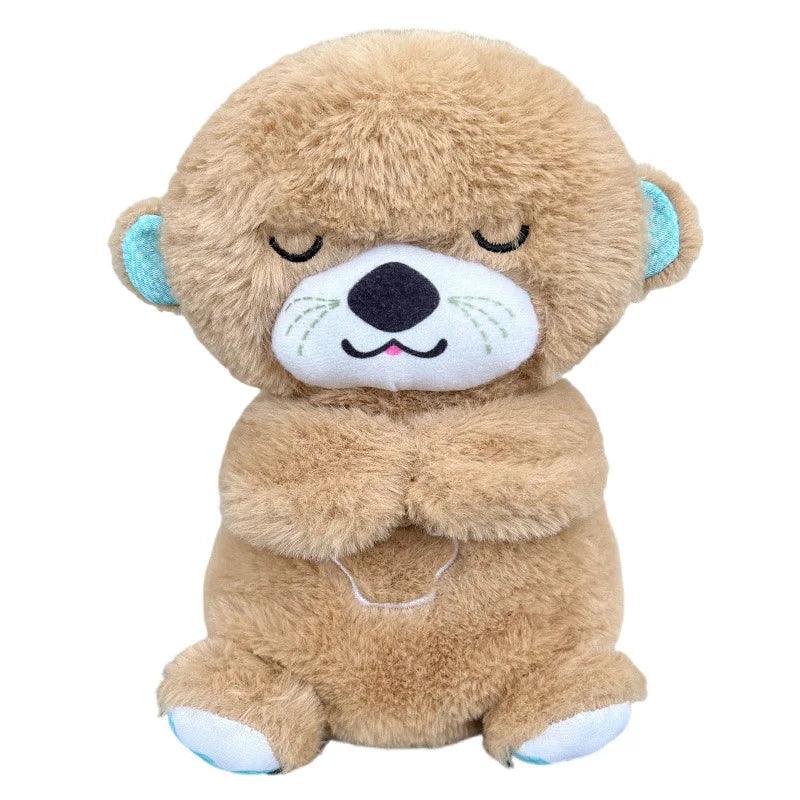 New Breathing Bear Baby Soothing Otter Plush Doll Toy Baby Kids Soothing Music Sleeping Companion Sound and Light Doll Toy Gift