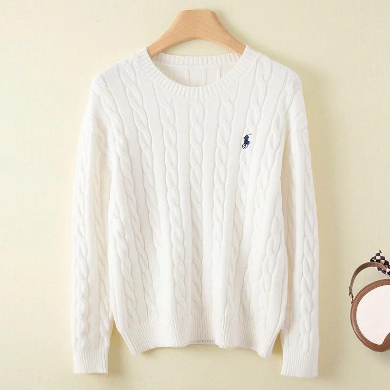 Couple's boutique high-end embroidered knitted women's cashmere sweater round neck men's pullover long sleeved new cashmere swea