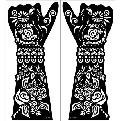 2Pairs/Lot Large Henna Tattoo Kit Stencils Women Girls Hand Arm Body Paint Henna Tattoo Templates Stencil DIY Indian Style