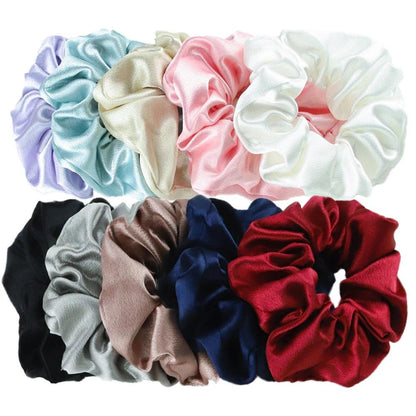 10/5pcs/lot Accessoires Women Girls Silky Satin Hair Scrunchies Solid Elastic Elegant Rubber Band Headwear Holder Scrunchy Black