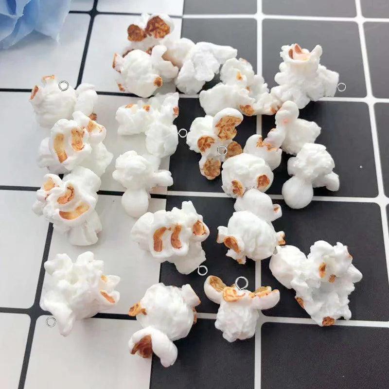 10pcs Cute Irregular Simulation Popcorn Resin Charms Cute Earring Charms Diy Crafts For Keychain Food Pendant Jewelry Make