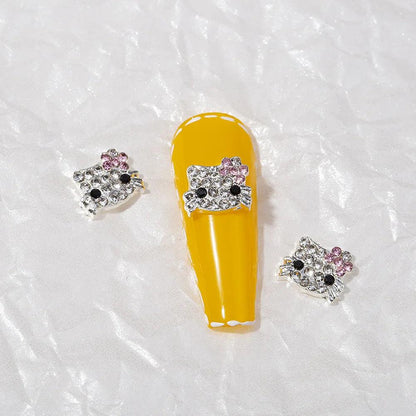 60/30/10PCS Hello Kitty 3D Nail Charms Alloy Full Diamond Jewelry Nail Rhinestone Charms Crystal Nail Manicure Cartoon,Sanrio