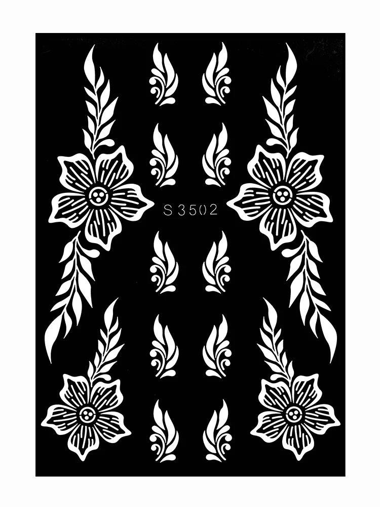 Hollow Drawing Henna Template for Hand Henna Tattoo Stencil Flower Tattoo Design for Women Wedding Festival Party Tatoo Tools