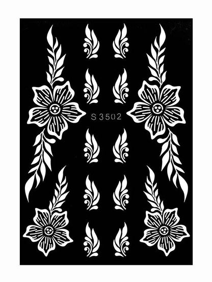 Hollow Drawing Henna Template for Hand Henna Tattoo Stencil Flower Tattoo Design for Women Wedding Festival Party Tatoo Tools