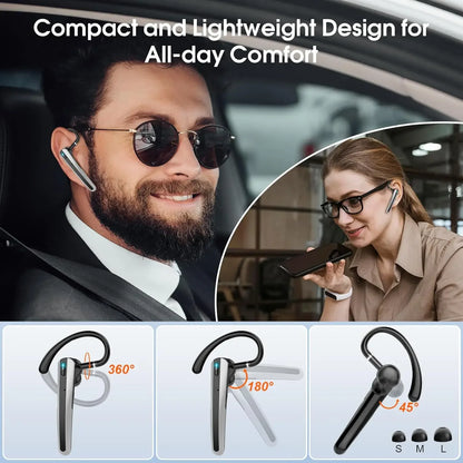 Wireless Business Headphone N19 Single Ear Dual Mic Bluetooth V5.3 Earphone Noise Canceling Headset for iPhone Android Driving