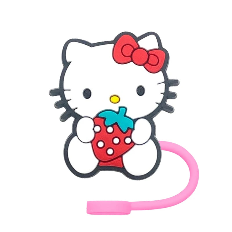 Hello Kitty Straw Cover Cap 10MM Drink Straw Plug Splash Proof Drinking Fit Cup Straw Cap Eco-friendly Charm Pendant Party Gift