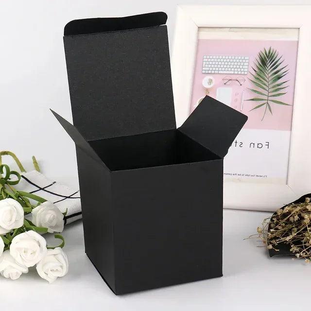 20Pcs Multi Size Square Kraft Gift Box Black White Brown Fold Packaging Paper Box Proposal Box For Bridal Birthday Party