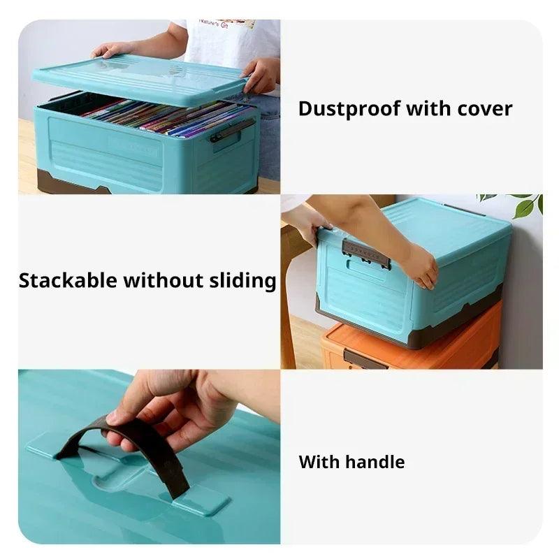 Foldable storage box for books, clothes, storage and arrangement Plastic household storage box Car folding space saving function