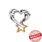 Sparkling Sterling Silver Lucky Crossover Star Heart Charm Fit Original Bracelets & Necklaces 925 Silver Bow Charm Jewelry DIY