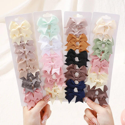 10Pcs/Set 1.9'' Solid Color Ribbon Kids Bows Hair Clips for Baby Girls Handmade Bowknot Hairpin MiNi Barrettes Hair Accessories