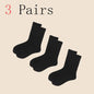 3 Pairs Women White Stacked Socks Simple Fashionable Versatile Socks Antibacterial Comfortable Lightweight Soft Mid Length Socks