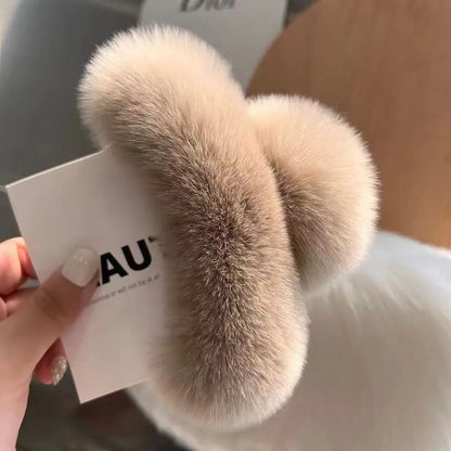 Faux Fur Hair Claw Rabbit Hair Large Hairpin Back Head Temperament Clip New Cute Plush Hair Scratching Ponytail Hair Claw