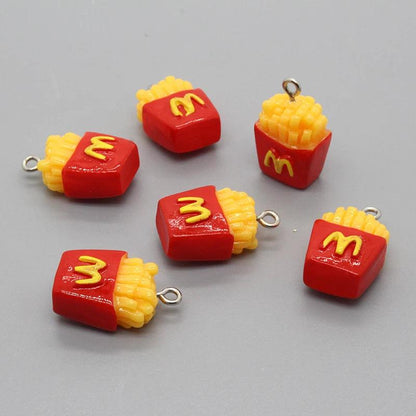 10pcs/pack Cute 3D Small Potato Chips Resin Charms Double Sided Potato Chips Food Pendants For Earring Keychain Jewelry Make DIY