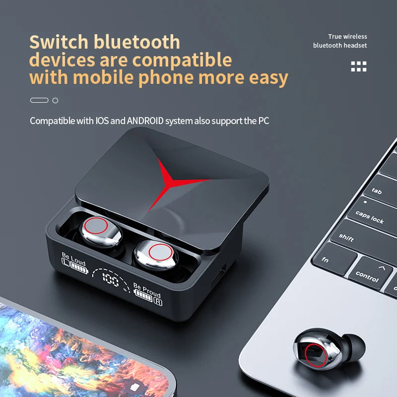 New M90 Wireless Headphones Sliding Cover Gaming Headsets Bluetooth 5.1 Stereo Sports Earbuds Earphones with Led Digital Display