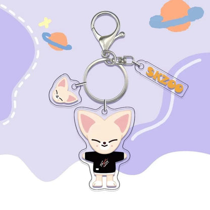 New Cute Acrylic Keychain Keyring - Cartoon Animal Character Keychains Anime Themed Carabiner Clips for Bags Xmas Gifts for Fans