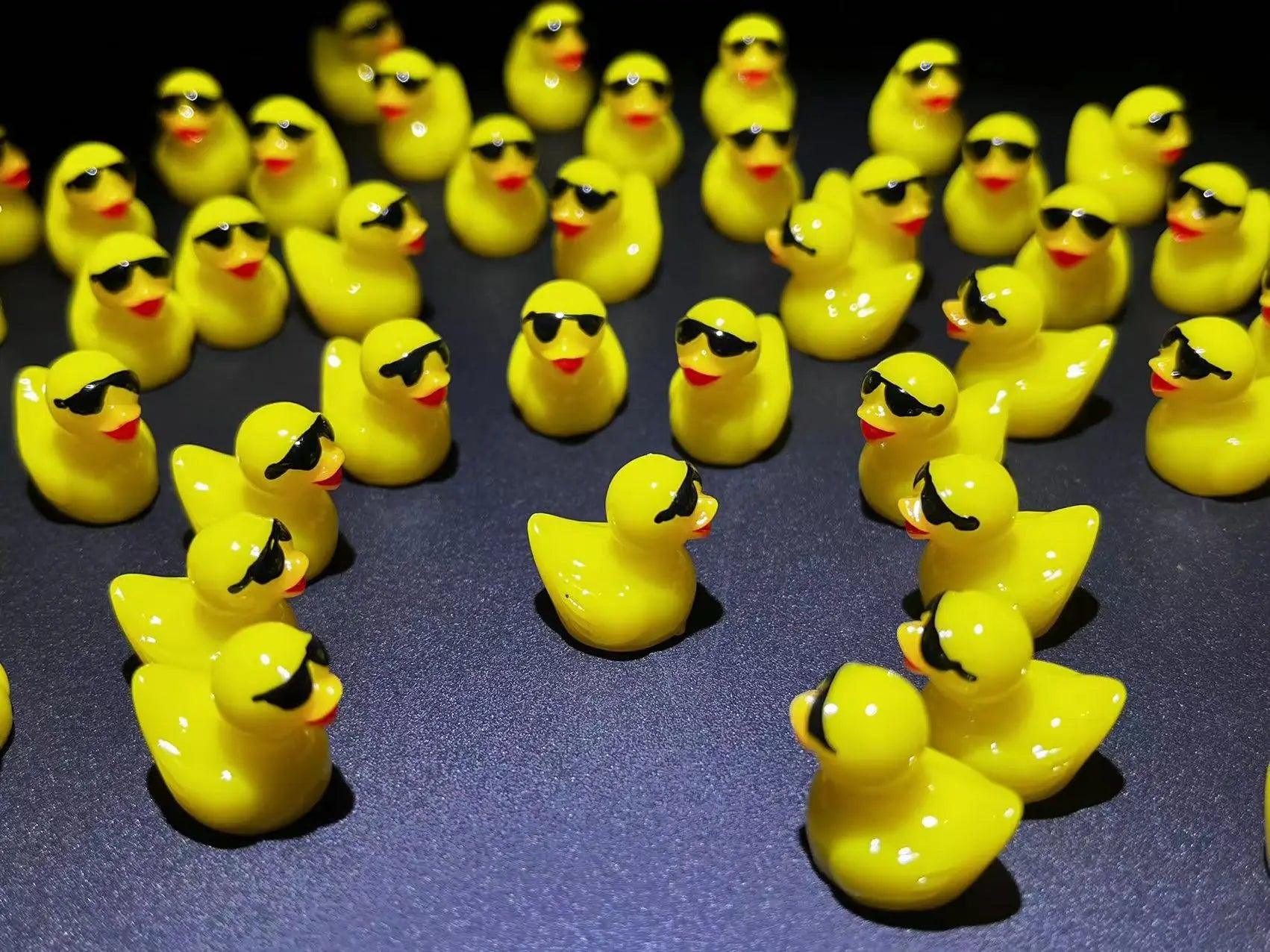 50-100PCS Miniatures Yellow Ducks with Glasses Mini Duck Resin Micro Landscape Decoration Fairy Garden Kawaii Accessories - HighGloss Shop