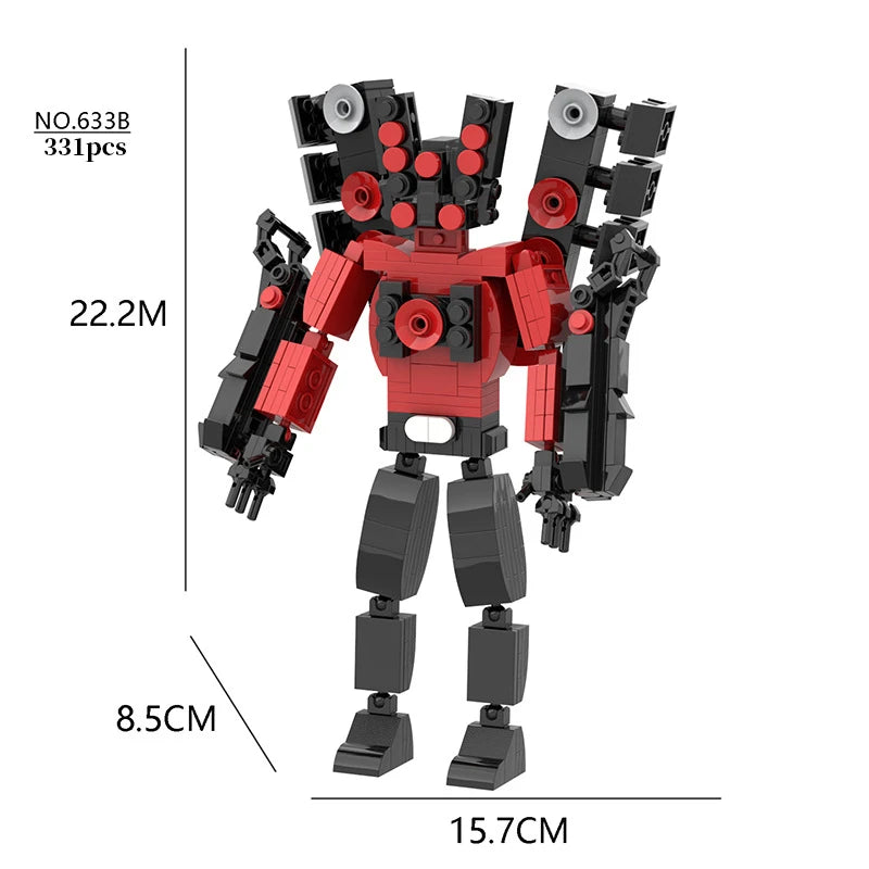 3.0 Titan Clock Man Creative Skibidi Toilet Building Blocks Set Red Drill Man TV Monitor Model DIY Bricks Toys For Boy Xmas Gift