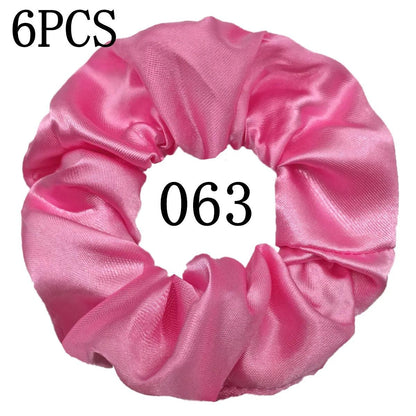 6pcs/lot Hair Scrunchies Bands Scrunchy Ties Ropes Ponytail Holder for Women or Girls Accessories Satin Headwear Solid 100 Color