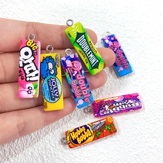 10pcs Funny Design Bubble Chewing Gum Resin Charms Mini Cartoon Sugar Candy Pendants Diy For Necklace Keychain Jewelry Make