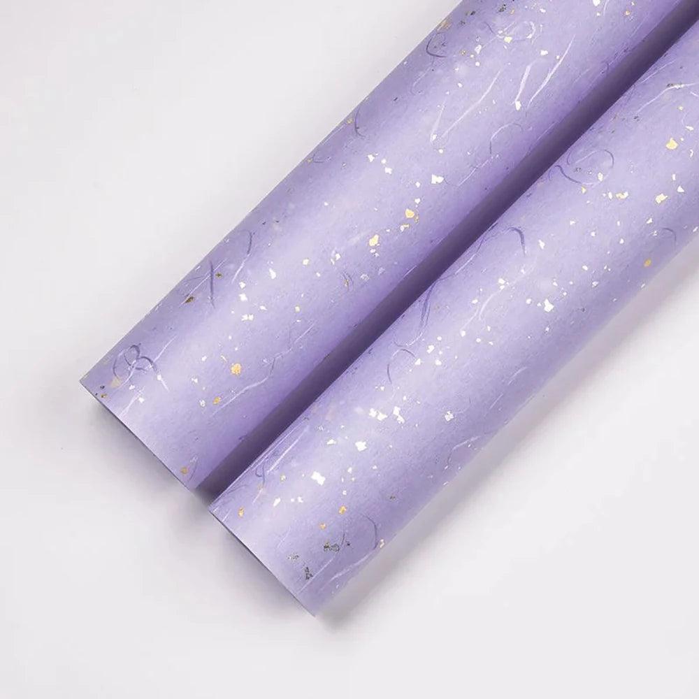 Floral Gift Wrap Paper Set - 6 Color Options, Sparkling Gold & Silver Speckles, Waterproof, Ideal for DIY Craft Packaging,