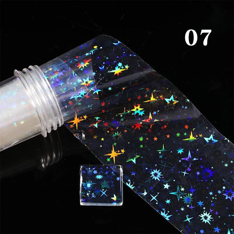 Aurora Chrome Nail Foil Mirror Effect Nail Pigment Irridescent Glitter Heart Marble Foil Sticker Decoration Manicure Wraps