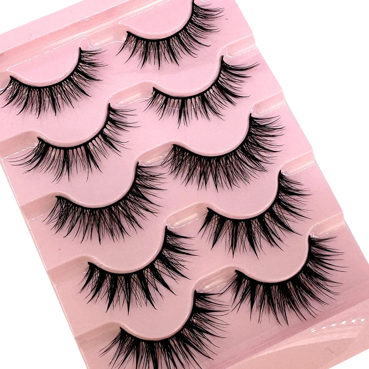 NEW 5Pairs Natural 3D Dramatic Fairy Clusters Manga Lashes Fake Eyelashes Wet Look Cosplay Lashes