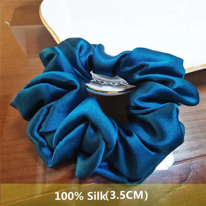 Heavyweight 100% Pure Silk Handmade Hair Scrunchies For Women Fashion Hair Ties Soft Hairbands New Girls Hair Accessoires