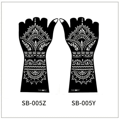 1 Pair Flower Tattoo Stencil for Hand Henna Tattoo Templates Mandala Lace  Design Wedding Painting Henna Kit Tool