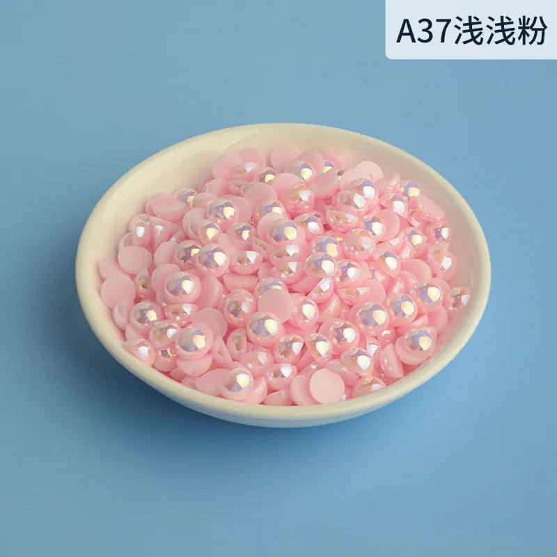 3mm-12mm Mix Size Half Round AB Pearl plastic Non Hotfix Flat Back Glitters For DIY Nail Craft Decoration - HighGloss Shop