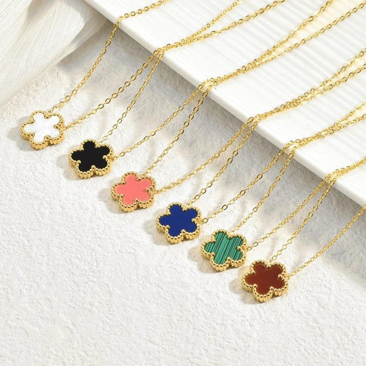 Clover Necklaces Woman Trend Double Sided Flowers Women's Stainless Steel Necklace Gold Silver Color Chain Pendant Fashion Gifts