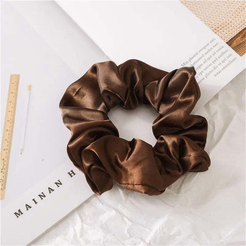 2pcs 100% Mulberry Silk Large Scrunchies Ropes Hair Bands Ties Gum Elastics Ponytail Holders for Women Girls 16 Momme 10CM