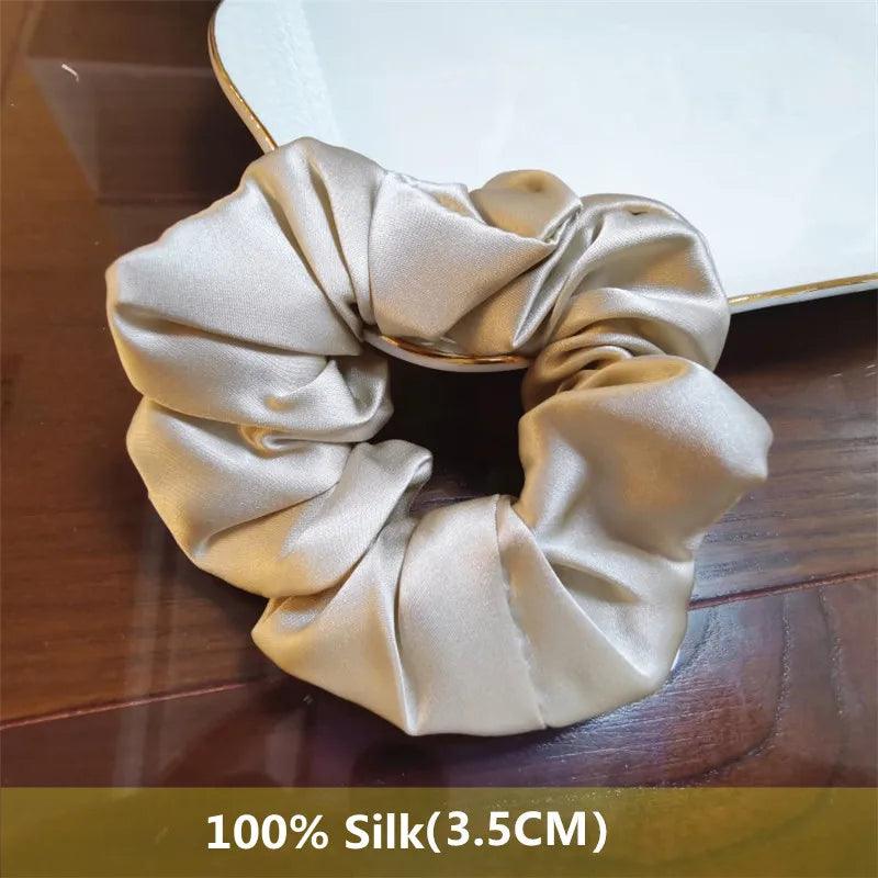 Heavyweight 100% Pure Silk Handmade Hair Scrunchies For Women Fashion Hair Ties Soft Hairbands New Girls Hair Accessoires