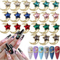 30Pcs Pink Nail Charms Alloy Rhinestones 3D Star Butterfly Heart Cross Gem Nails Crystal Diamond Nail Art Decoration Accessories