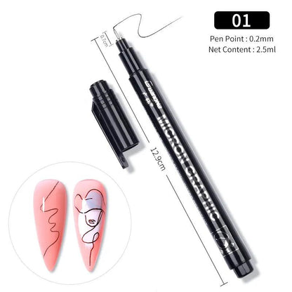 Nail Art Drawing Graffiti Pen Waterproof Painting Liner Brush DIY 3D Abstract Lines Fine Details Flower Leaf Nail Manicure Tools