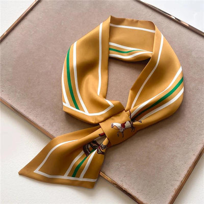 2023 New Luxury Brand Skinny Neckerchief Scarf For Women Satin Silk Ribbons Bandana Ladies Neck Tie Wrist Wrap Shawl Echarpe