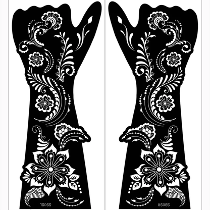 2 sheet Large Henna Hand Tattoo Stencils Women Girls Hand Finger Body Paint Henna Tattoo Templates Stencil DIY Indian Style