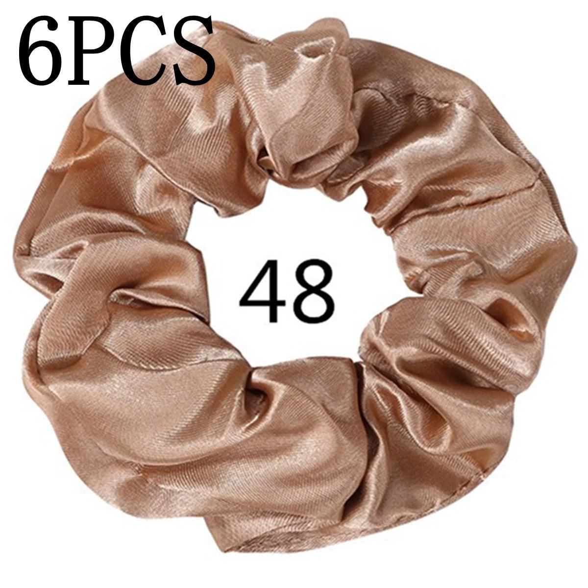 6pcs/lot Hair Scrunchies Bands Scrunchy Ties Ropes Ponytail Holder for Women or Girls Accessories Satin Headwear Solid Color Set