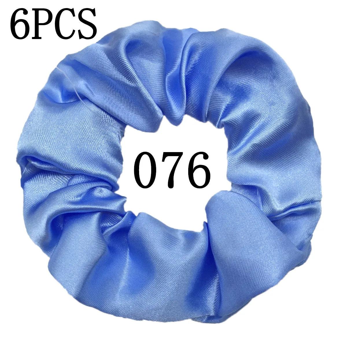 6pcs/lot Hair Scrunchies Bands Scrunchy Ties Ropes Ponytail Holder for Women or Girls Accessories Satin Headwear Solid 100 Color