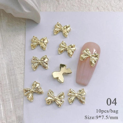 Butterfly Shaped Gold Silver Nail Charms Metal Alloy 3D Nail Rivets Gems Decoration Manicure Jewelry Accessories Nail Supplies