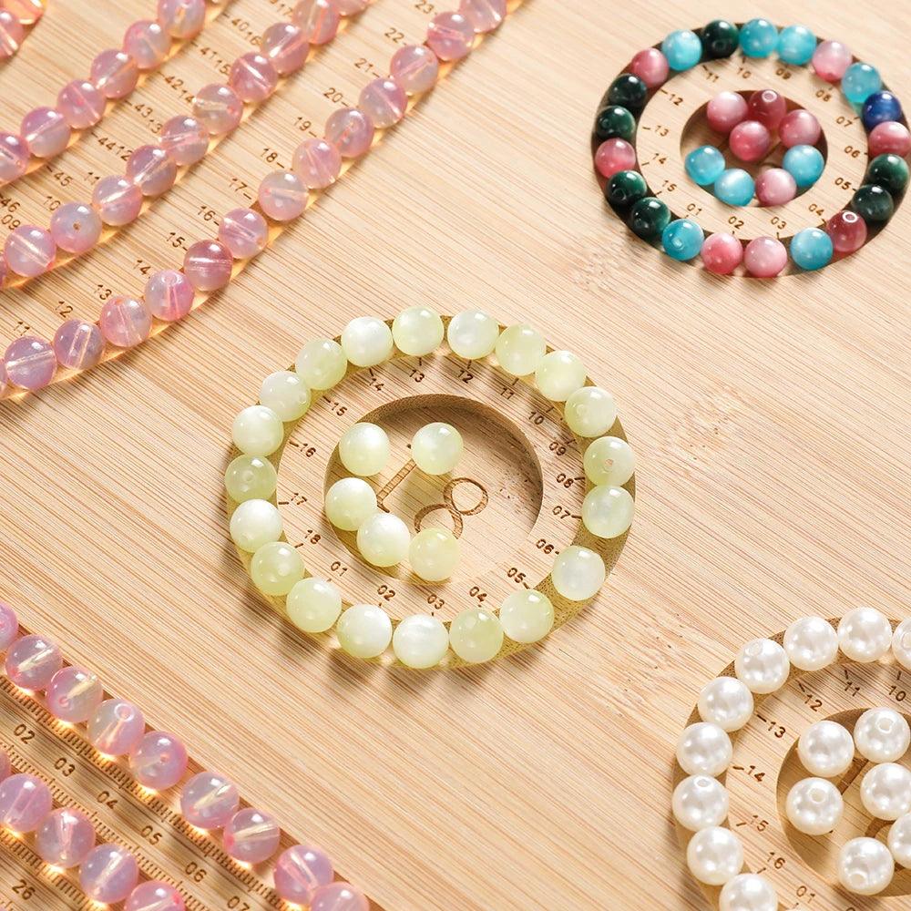 Wooden Flocked Beading Tray DIY Bracelet Necklace Jewelry Making Findings Beading Organizer Gray Bead Board Measuring Tools